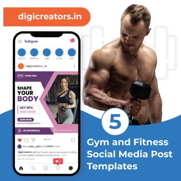 Gym and Fitness Instagram Post Templates